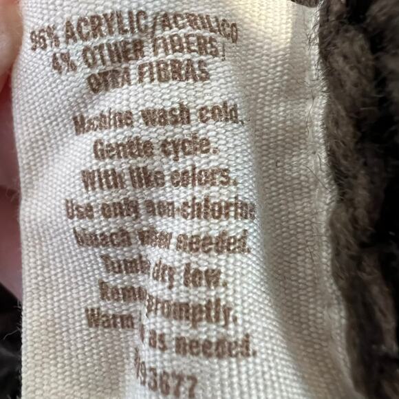 Vintage Y2K Decree Cable Knit Poncho Sweater size XL Button Up Brown - Picture 2 of 10